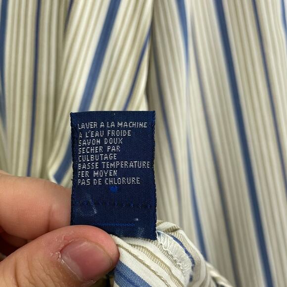 Tommy Hilfiger stripped collarless button up Long Sleeve men's shirt size XL - Picture 9 of 12